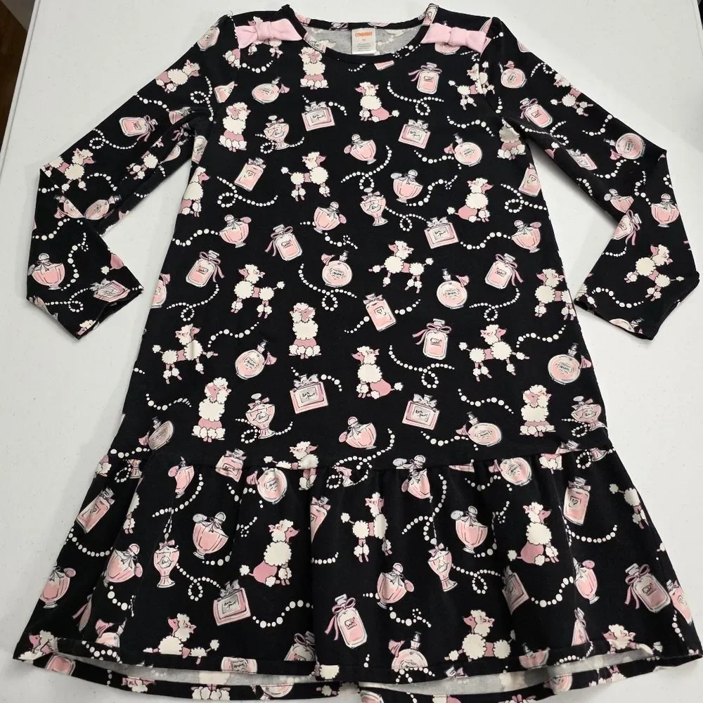 Gymboree Girls Paris Fashion Poodle Long Sleeve Cotton Dress Size 10 Tres Chic